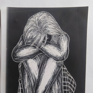 original &#39;stages of depression&#39;etchings on darkroom paper - A6