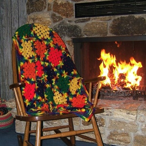 Rainbow Granny Square Crochet Afghan: Upcycled Acrylic Throw, 53&quot;x37&quot;