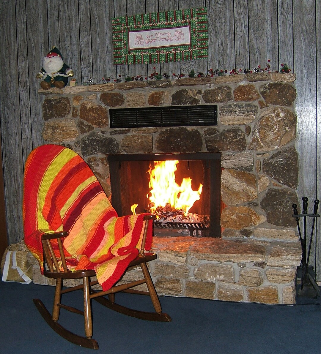 Citrus Supreme Knit Afghan Hand Made Upcycled Recycled Materials Double