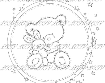 Lili of the Valley Digi Stamp - Starry Teddy, JPEG, Baby, New Baby, Birth, Digital