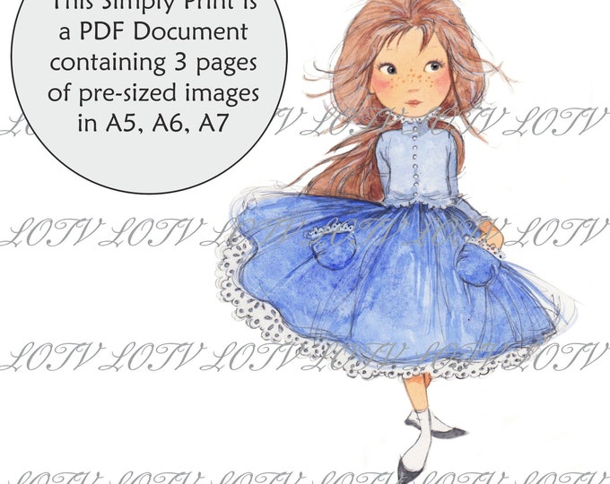 Lili of the Valley Full Colour Simply Print - AS - Freckles, Girl, 3 Page PDF Ready to Print Document, Digital