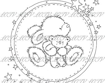 LOTV Digi Stamp - Starry Bunny, JPEG, Baby, New Baby, Birth, Digital