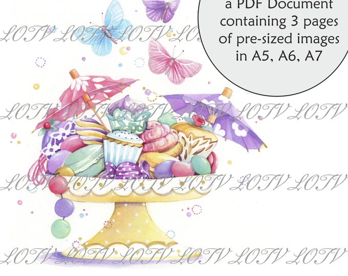 Lili of the Valley Full Colour Simply Print - Summer Treats, Pretty Sweets, 3 Page PDF Ready to Print Document, Digital