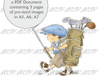 LOTV Impresión a todo color - AS - Jugando al golf, documento PDF listo para imprimir de 3 páginas, digital