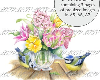 Lili of the Valley Full Colour Simply Print - Spring Blooms - Pretty Flowers, 3 Page PDF Ready to Print Document, Digital