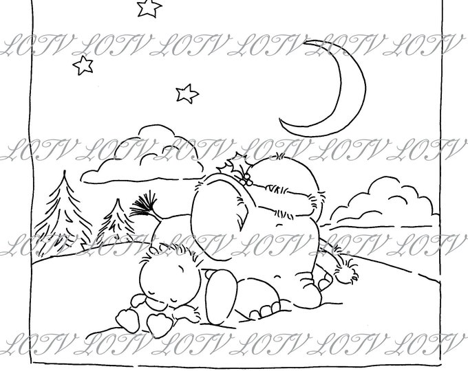 Lili of the Valley Digi Stamp - IH - Christmas Cuddle, JPEG, Christmas, Xmas, Noel, Festive, Digital