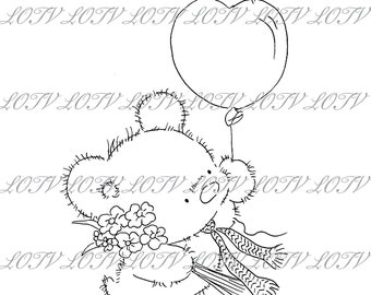 LOTV Digi Stamp - IH - Teddy with Balloon, JPEG, Baby, New Baby, Birth, Digital