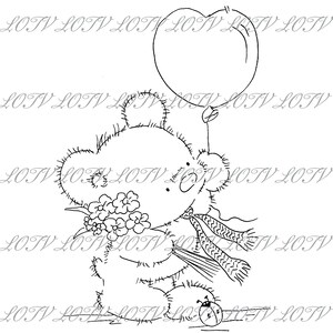 LOTV Digi Stamp - IH - Peluche con Globo, JPEG, Bebé, Nuevo Bebé, Nacimiento, Digital