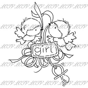 LOTV Digi Stamp - Baby Birds Girl, JPEG, Bebé, Nuevo Bebé, Nacimiento, Digital