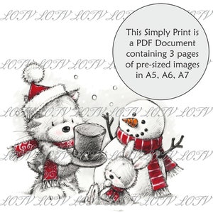 LOTV Einfach Vollfarbe Druck - CM - Zylinder, Weihnachten, Katze, Hase, Schneemann, 3-seitiges PDF bereit zum Drucken von Dokumenten, Digital
