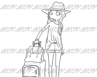 Lotv Digi Stamp - Thoroughly Modern Misses, JPEG, August, Teenager, Young Woman, Summer, Holidays, Jet Set, Travelling, Digital