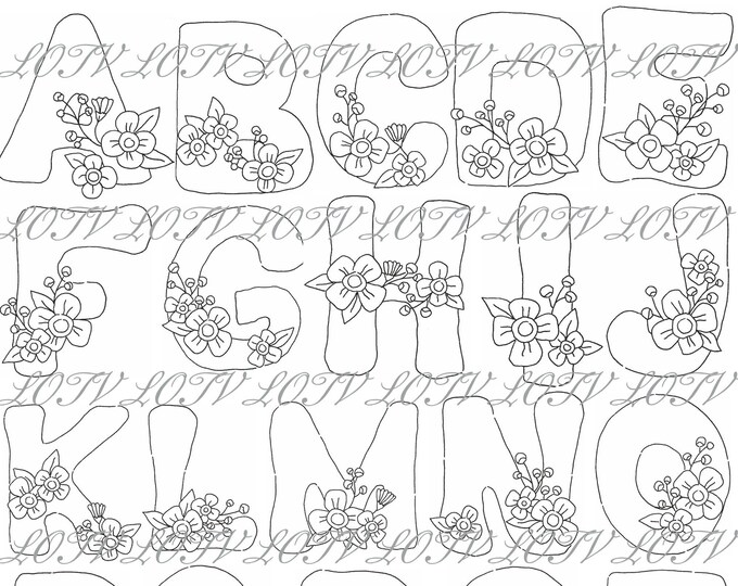 LOTV Digi Stamp Set - Flower Alphabet, Digital