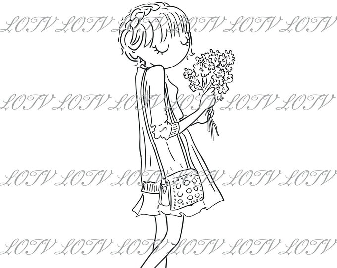 Lotv Digi Stamp - Thoroughly Modern Misses, JPEG, May, Spring, Teenager, Flowers, Cute, Digital