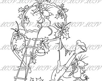 Lili of the Valley Digi Stamp - Christmas Mouse House, JPEG, Christmas, Xmas, Noel, Festive, Snow, Digital