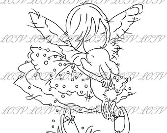 LOTV Digi Stamp - AS - Fairy Lily Rabbit, JPEG, Cute, Girl, Birthday, Sweet, Fairy, Female, Digital, Artwork