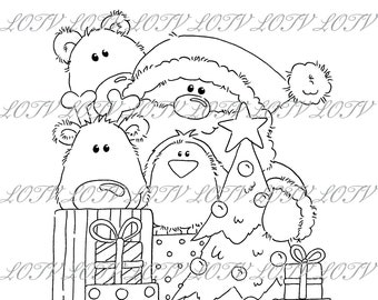 Lili of the Valley Digi Stamp - Santa and Friends, JPEG, Christmas, Xmas, Noel, Festive, Snow, Digital