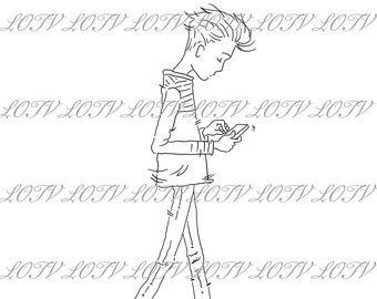 LOTV Digi Stamp - AS - Oliver Texting, JPEG, Boys, Teenager, Birthday, Male, Digital