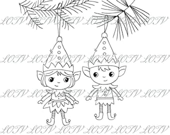 Sello digital LOTV: elfos navideños, JPEG, Navidad, Navidad, Noel, festivo, nieve, digital