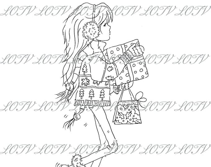 LOTV Digi Stamp - AS - Jasmine Christmas Presents, JPEG, Christmas, Xmas, Noel, Festive, Snow, Digital