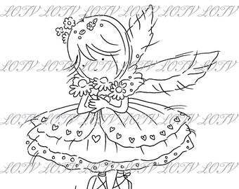 LOTV Digi Stamp - AS - Fairy Lily Daisies, JPEG, Digital