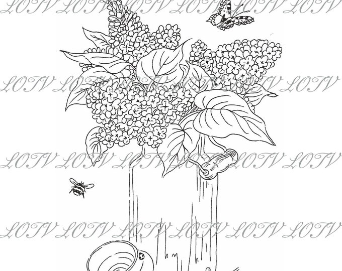 Lili of the Valley Digi Stamp - Lilacs, JPEG, Floral, Spring, Mother's Day, Pretty, Digital, Artwork