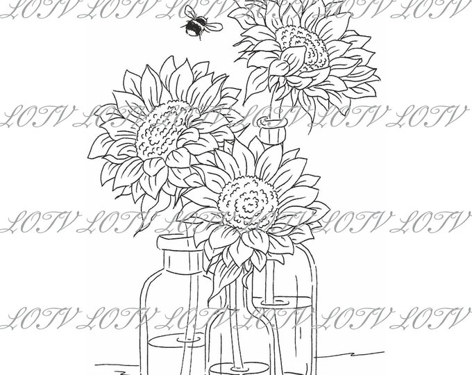 Lili of the Valley Digi Stamp - Sunflowers, JPEG, Floral, Spring, Mother's Day, Pretty, Digital, Artwork