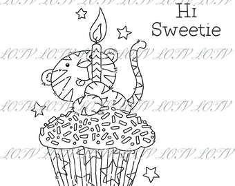 LOTV Digi Stamp - AS - Cupcake Party - Tiger, Digital