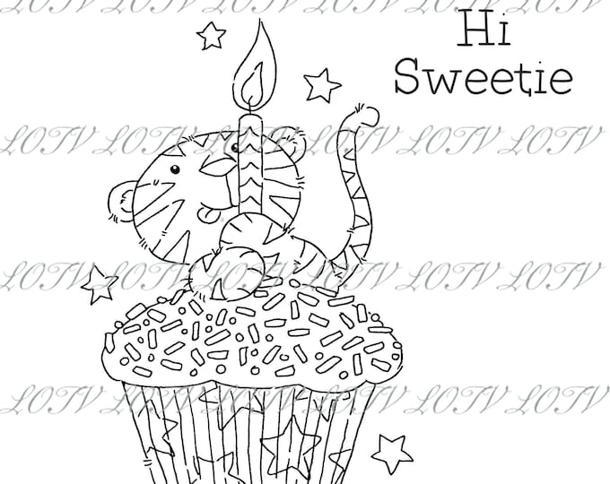 LOTV Digi Stamp - AS - Cupcake Party - Tiger, Digital