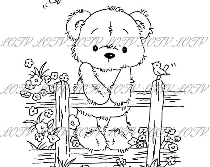 Lili of the Valley Digi Stamp - CG - James Country Walk - JPG, Bear, Birthday, Digital