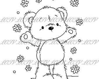 Lili of the Valley Digi Stamp - CG - James Hello - JPG, Bear, Flowers, Digital