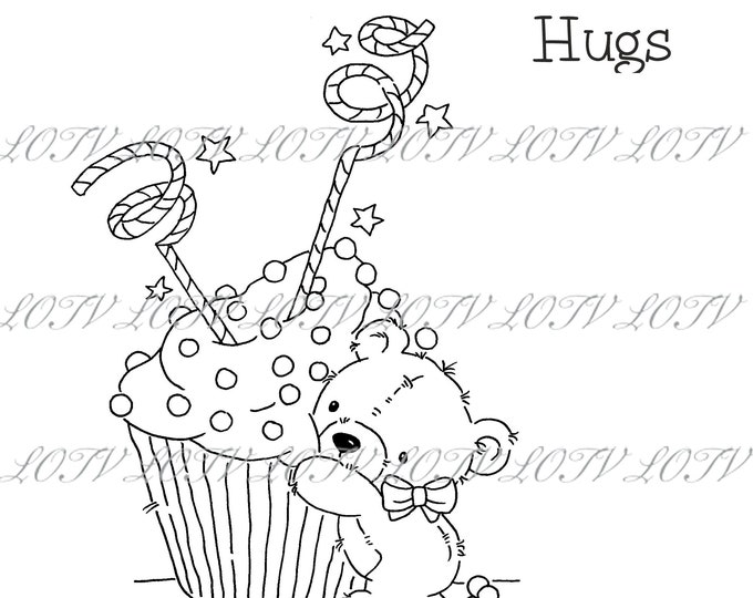 LOTV Digi Stamp - AS - Cupcake Party - Teddy, Digital