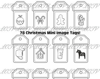 Lili of the Valley Digi Stamp Set - 78 Christmas Tags JPEG,  Digital