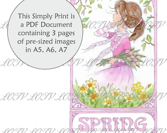 Lili of the Valley Full Colour Simply Print - AS - Seasons Girls Spring, 3 Page PDF Ready to Print Document, Digital