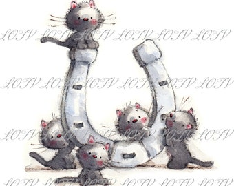 LOTV Full Colour Simply Print - IH - Lucky Cats, 3 Page PDF Ready to Print Document, Digital