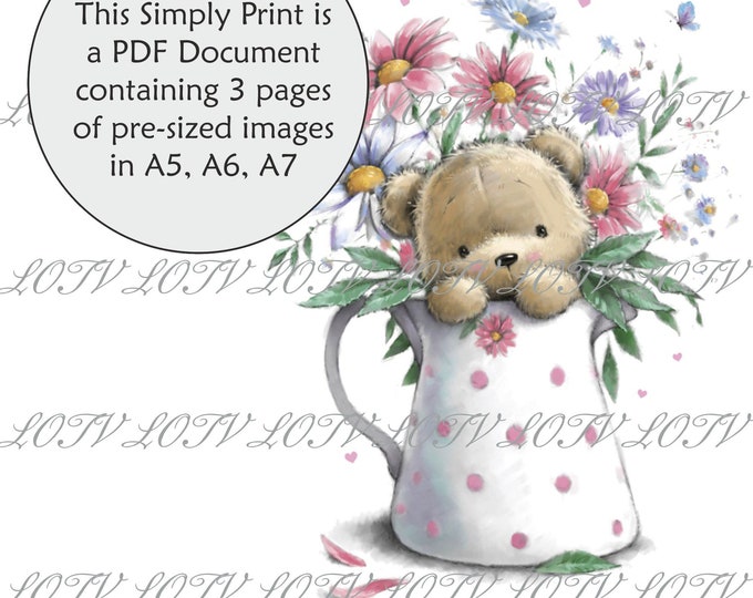 Lili of the Valley Full Colour Simply Print - CG - James Jug of Flowers - 3 Page PDF Ready to Print Document, Digital