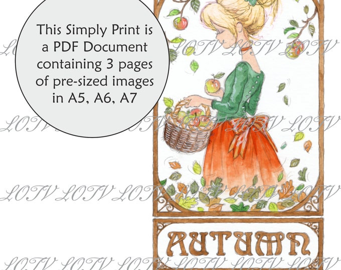 Lili of the Valley Full Colour Simply Print - AS - Seasons Girls Autumn, 3 Page PDF Ready to Print Document, Digital