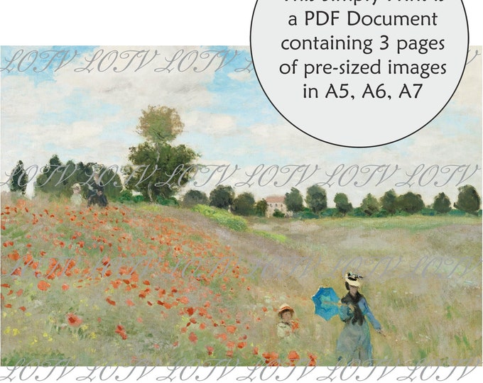 LOTV Full Colour Simply Print - Poppy Field near Argenteiul 1873 - Claude Monet - 3 Page PDF