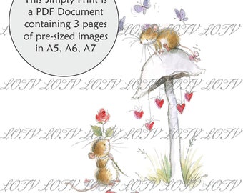 LOTV Full Colour Simply Print - Hearts and Flowers - 3 Page PDF Ready to Print Document, Digital