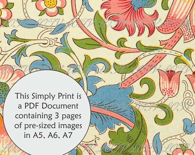 LOTV Full Colour Simply Print - William Morris Lodden Pattern 1884 - 3 Page PDF