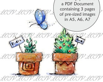 LOTV Full Colour Simply Print - IH - Little Pots, 3 Page PDF Ready to Print Document, Digital