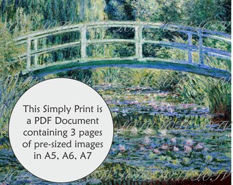LOTV Full Colour Simply Print - Water Lilies and Japanese Bridge - 1899 Claude Monet - 3 Page PDF