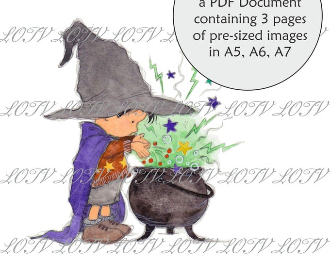 LOTV Full Colour Simply Print - AS - The Cauldron Boy - Wizard, Halloween, 3 Page PDF, Digital