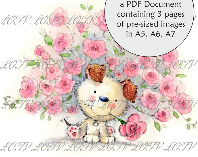 Lili of the Valley Full Colour Simply Print - IH - Woof You, 3 Page PDF Ready to Print Document, Digital