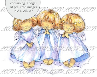 LOTV Full Colour Simply Print - AS - Three Little Angels, 3 Page PDF, Digital