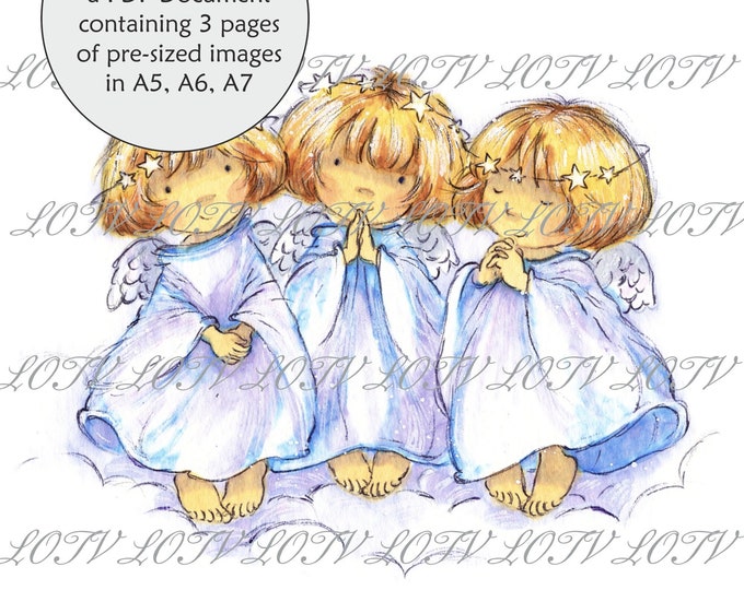 LOTV Full Colour Simply Print - AS - Three Little Angels, 3 Page PDF, Digital