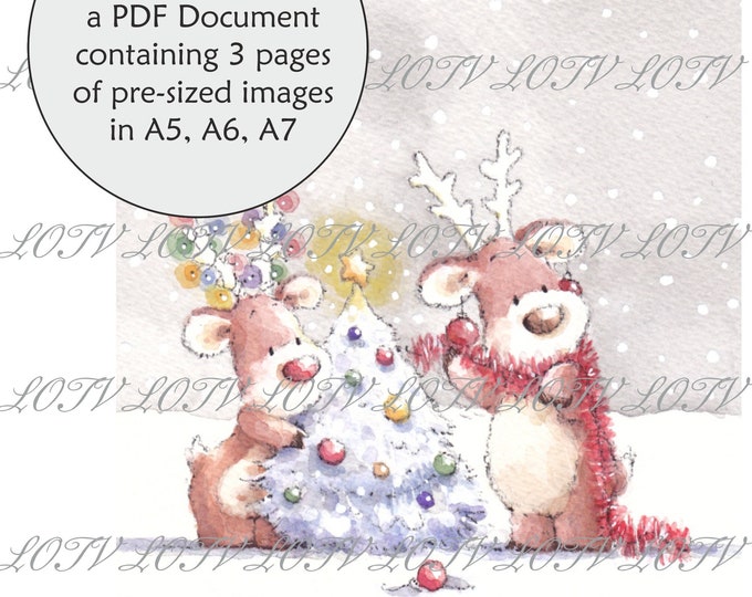 LOTV Full Colour Simply Print - IH - Festive Reindeer, 3 Page PDF, Digital