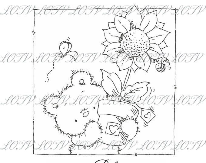 Lotv Digi Stamp - IH - Blooming Great Day, JPEG, Bear, Digital