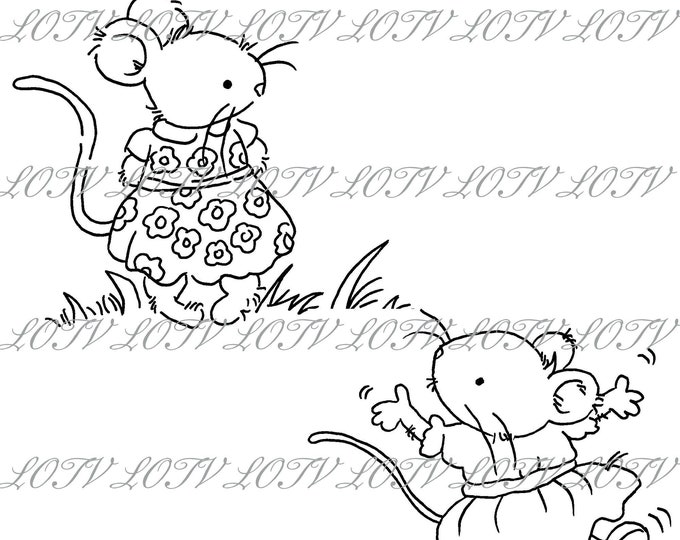 Lotv Digi Stamps x 2 - KG - Tea Party Mouse - Jpg, Mice, Digital, Artwork