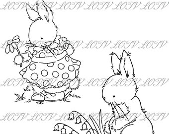 Lotv Digi Stamps x 2 - KG - Tea Party Rabbit - Jpg, Rabbit, Digital, Artwork