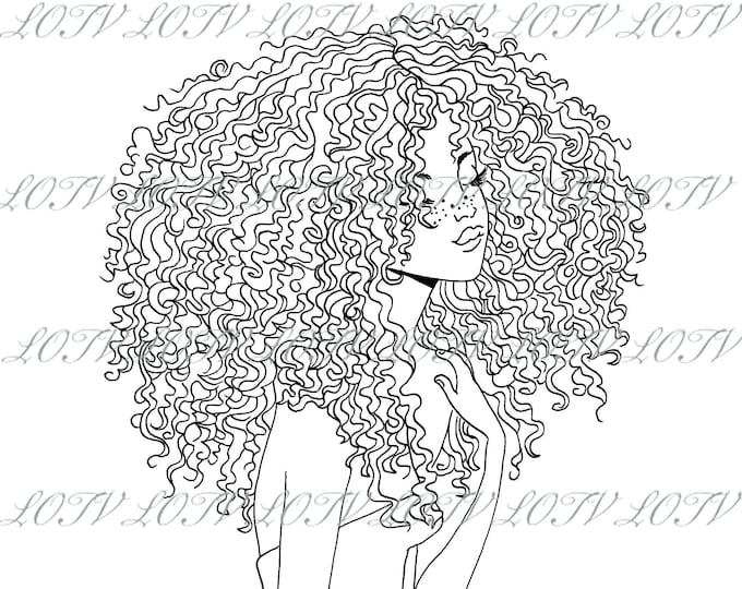 Lili of the Valley Digi Stamp - Curls, JPEG, Girl, Digital